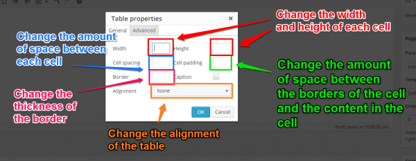 Table Properties