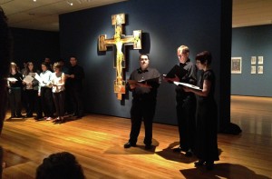 (from left to right): Alanna Ropchock, David Rothenberg, Mandy Smith, Jarryn Ha, Armin Karim, Elena Mullins, Esteban Escobar, John Rome. The group on the right in black is (from left to right): Bryan Munch, Brian MacGilvray, and Tracy Cowart.