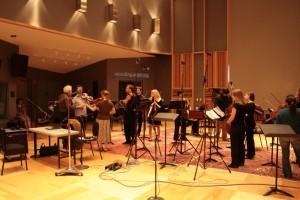 The CWRU Baroque Orchestra prepares for a live broadcast on WGBH